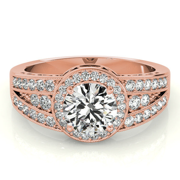 Diamond Halo Engagement Ring - Carrie - Moissanite Rings