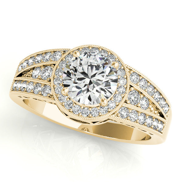 Diamond Halo Engagement Ring - Carrie - Moissanite Rings