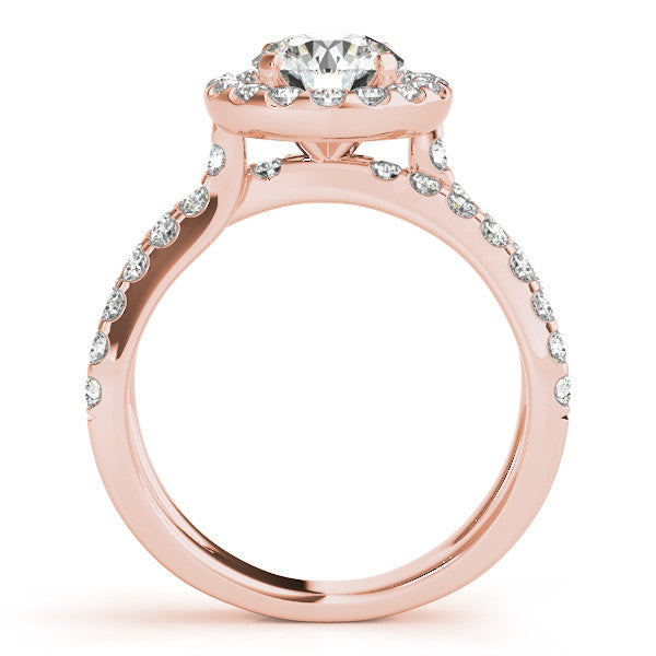 Diamond Split Shank Halo Engagement Ring - Gabrielle - Moissanite Rings
