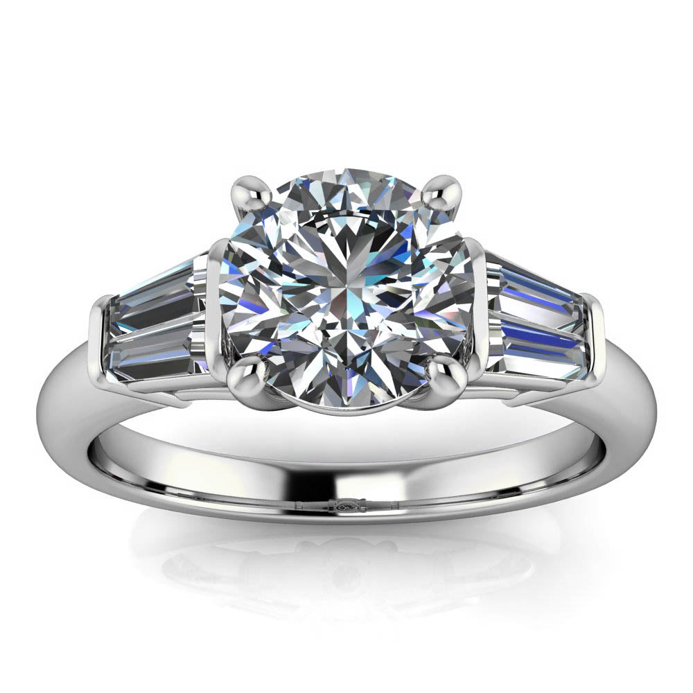 Tapered Baguette Engagement Ring - Bronson - Moissanite Rings