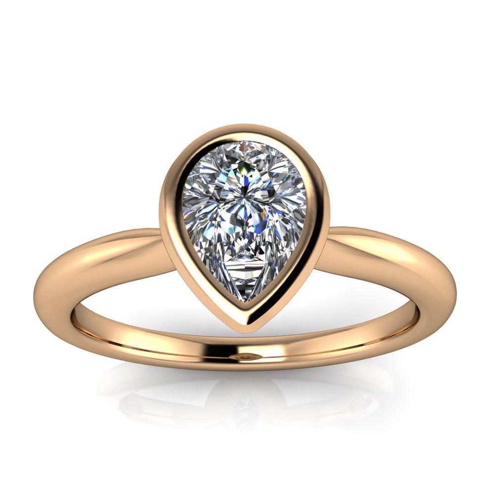 Bezel Pear Solitaire Engagement Ring - Pippa