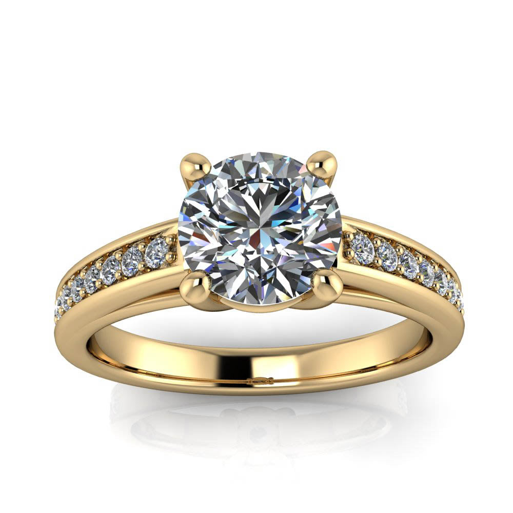Diamond Accented Engagement Ring Moissanite Center - Terri - Moissanite Rings