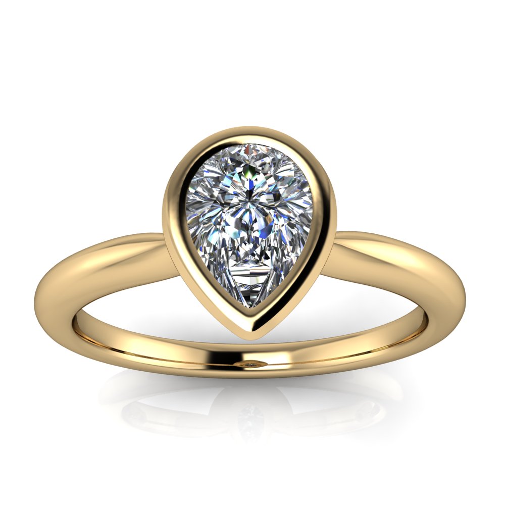 Bezel Pear Solitaire Engagement Ring - Pippa