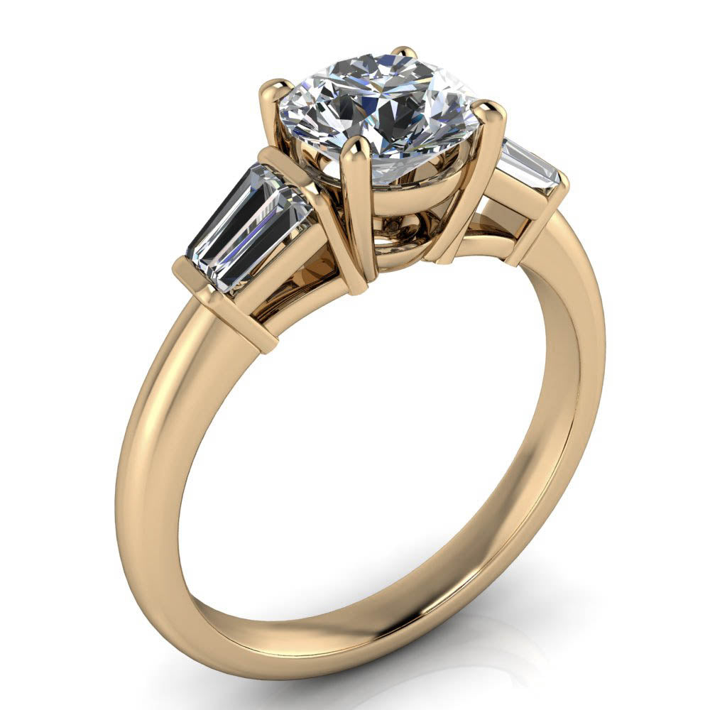Tapered Baguette Engagement Ring - Bronson - Moissanite Rings