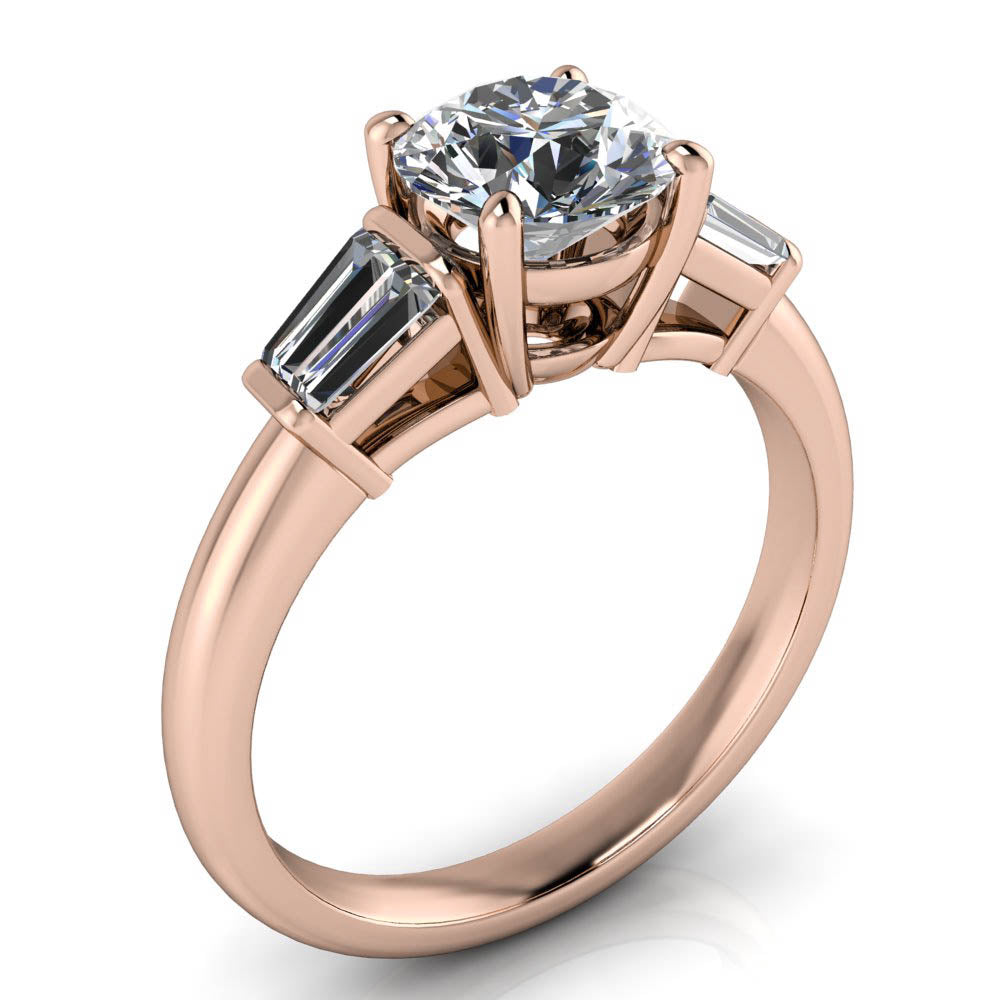 Tapered Baguette Engagement Ring - Bronson - Moissanite Rings