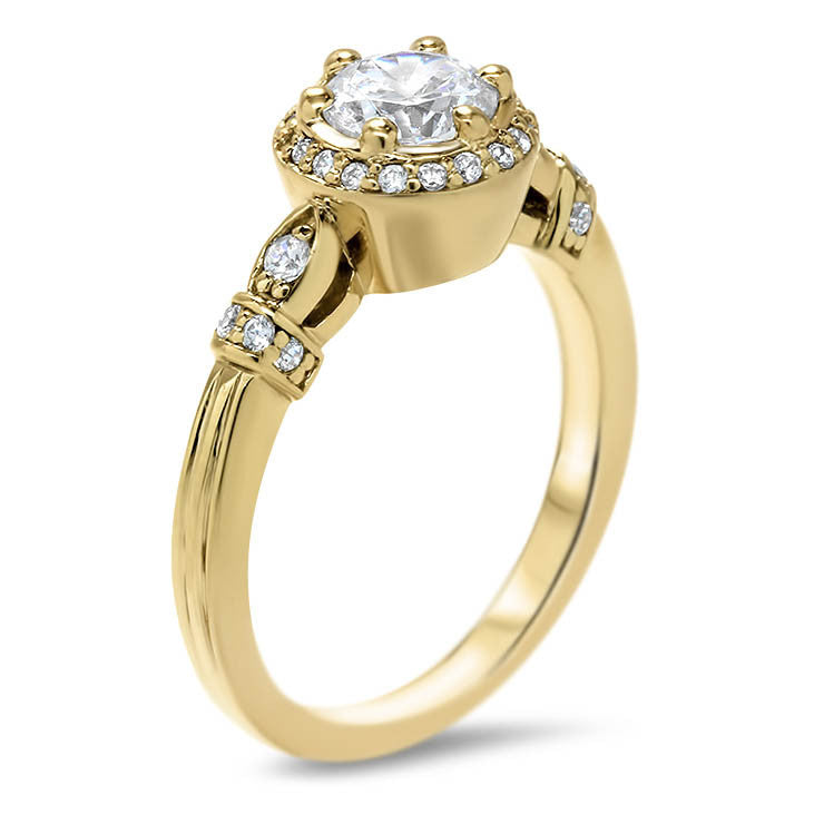 Forever One Center Diamond Halo Engagement Ring - Regal - Moissanite Rings