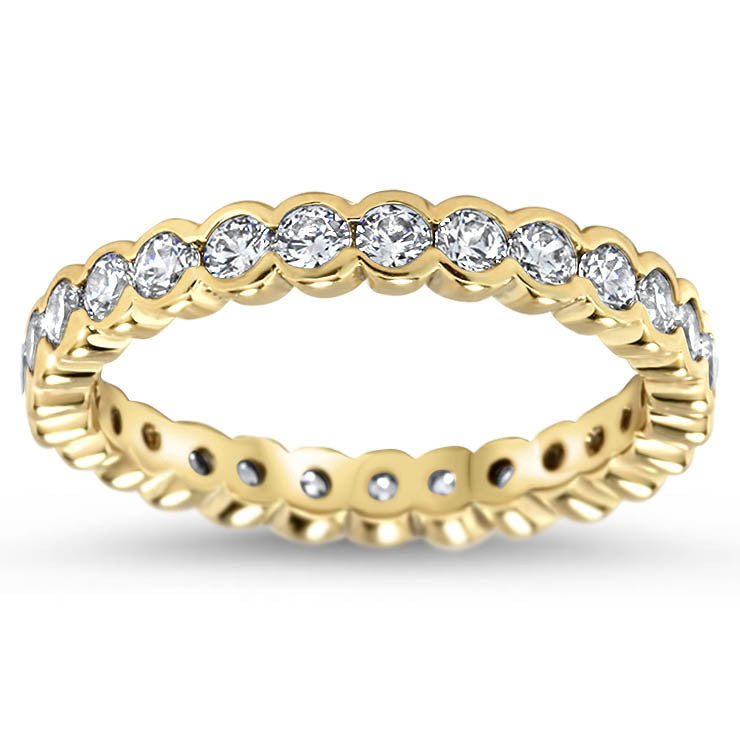 Bezel Set Diamond Eternity Wedding Band - Drop - Moissanite Rings