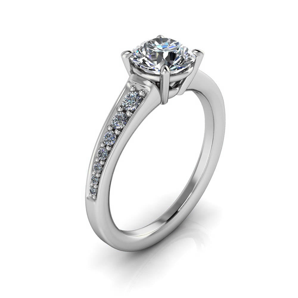 Diamond Moissanite Engagement Ring - Genevieve - Moissanite Rings