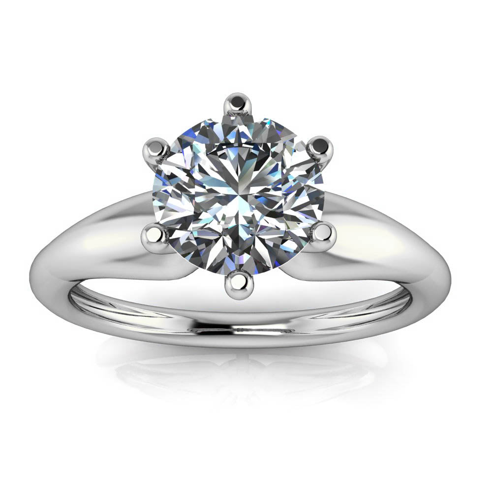 Six Prong Solitaire Moissanite Engagement Ring - Bernice - Moissanite Rings