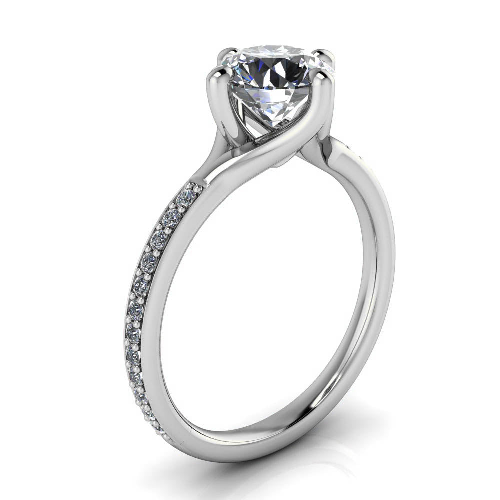 Compass Set 1.25 ct Center Moissanite Engagement Ring - North - Moissanite Rings