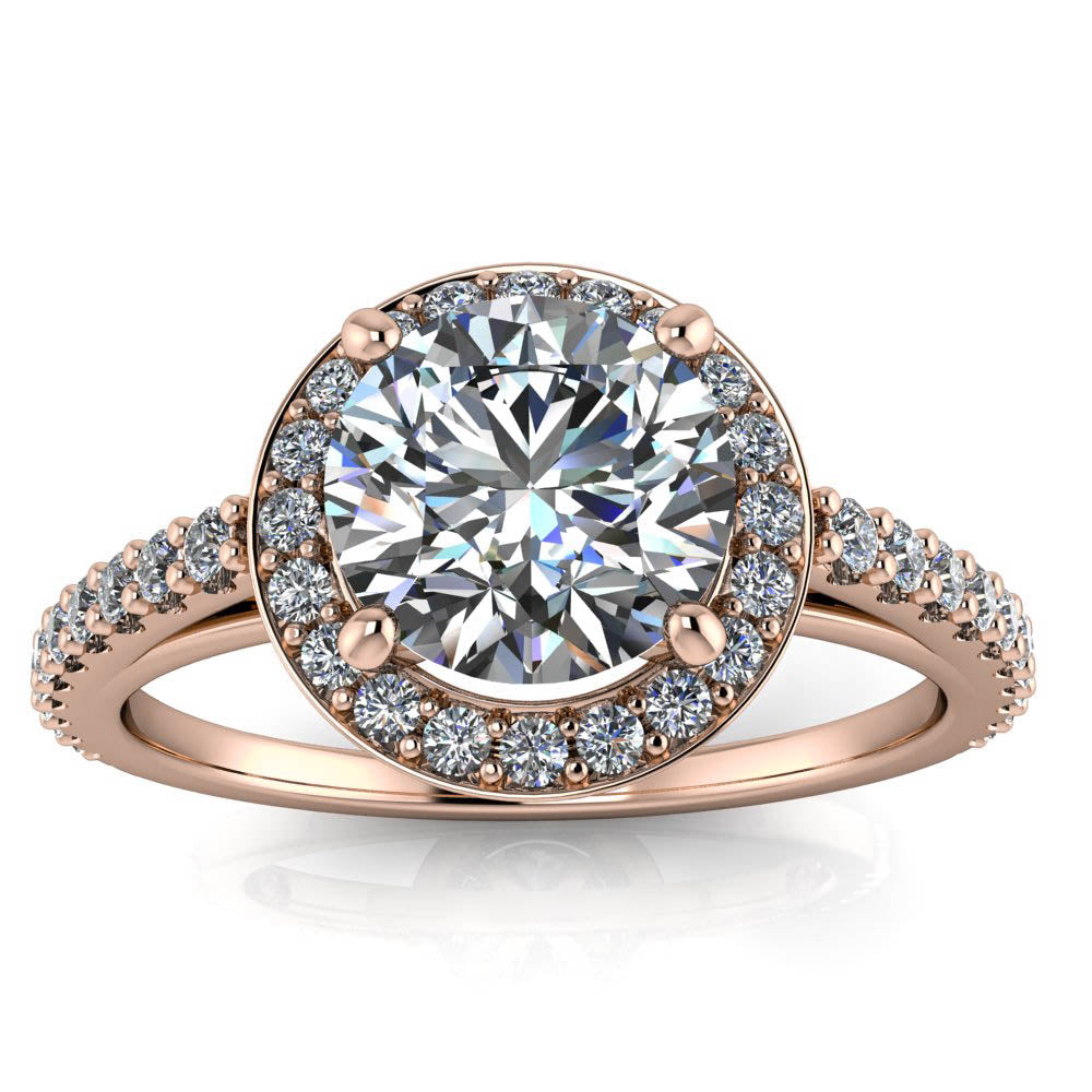 Diamond Halo Engagement Ring - Quinn - Moissanite Rings