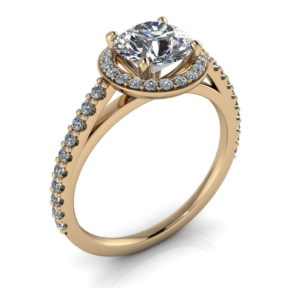 Diamond Halo Engagement Ring - Quinn - Moissanite Rings