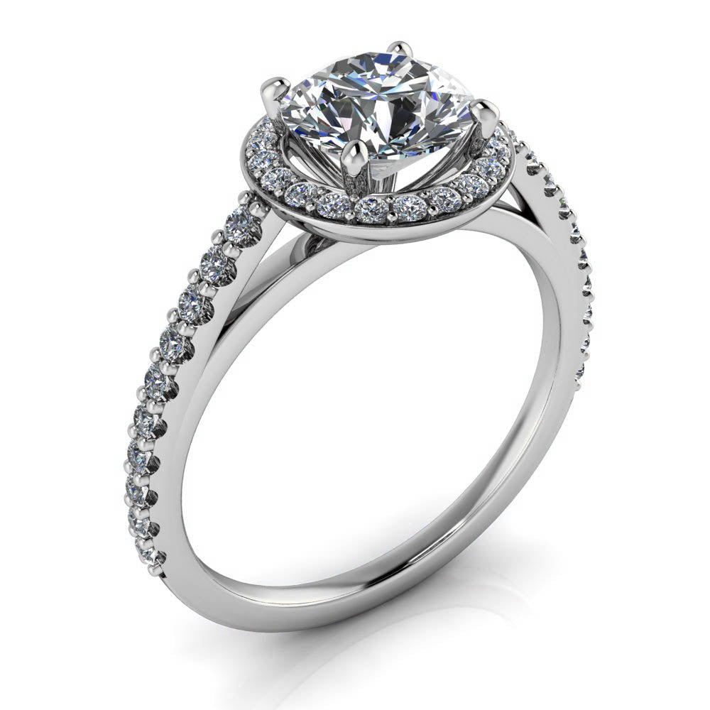 Diamond Halo Engagement Ring - Quinn - Moissanite Rings