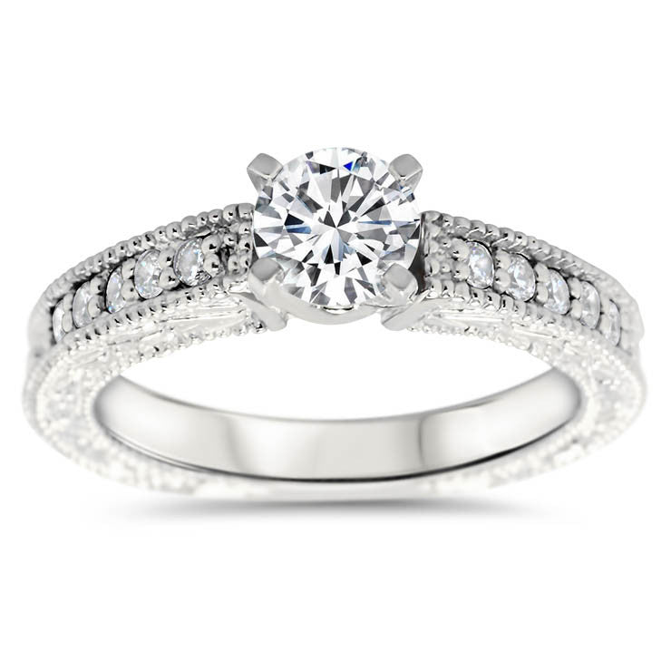 Vintage Style Diamond Enagement Ring - Founded - Moissanite Rings