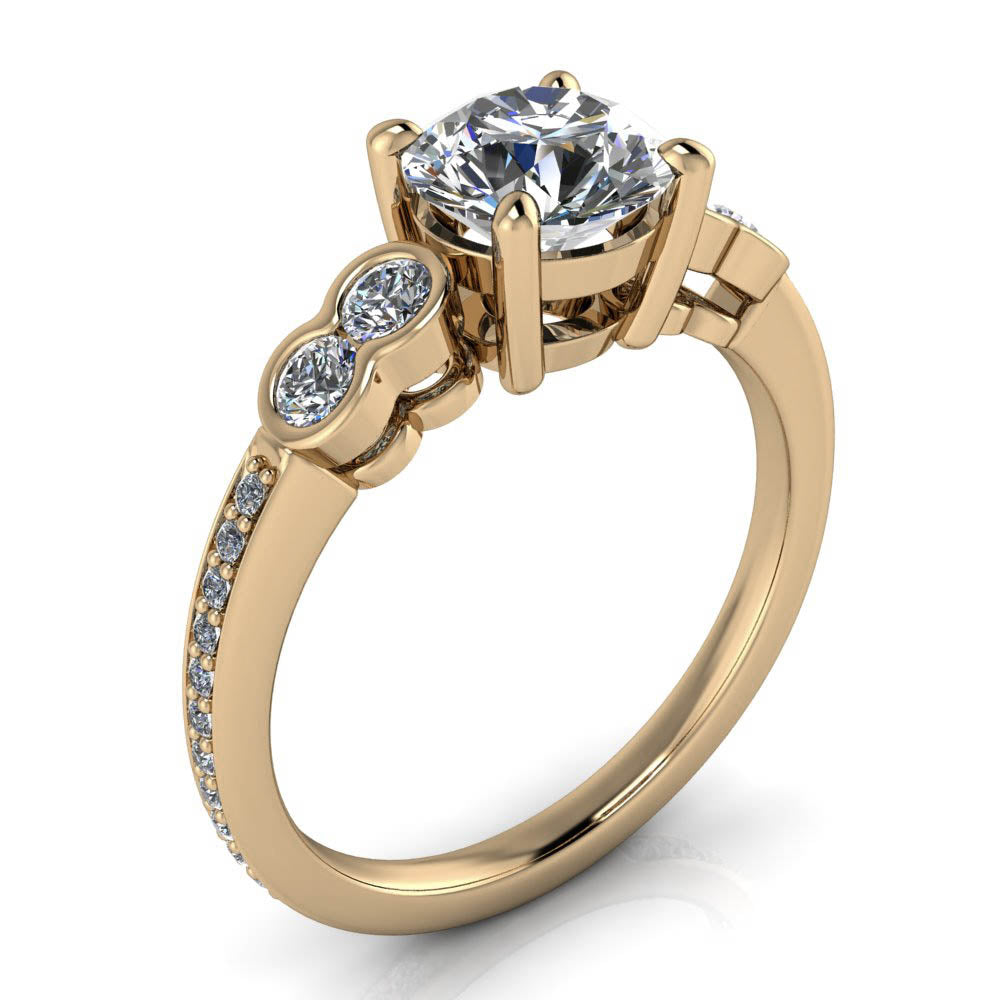 Bezel Set Accent Stone Engagement Ring - Quito - Moissanite Rings