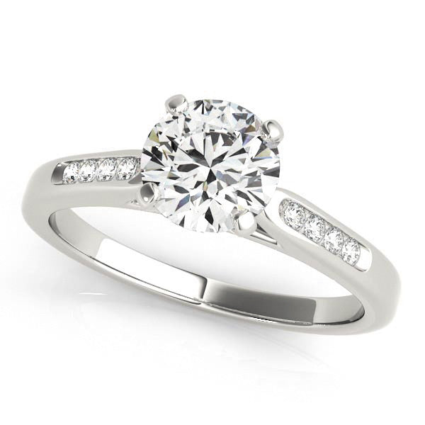 Channel Set Diamond Engagement Ring Moissanite Center - Chloe - Moissanite Rings