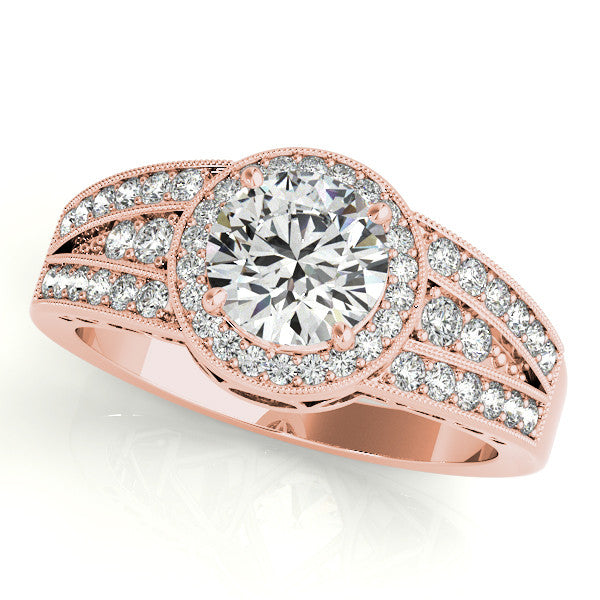 Diamond Halo Engagement Ring - Carrie - Moissanite Rings