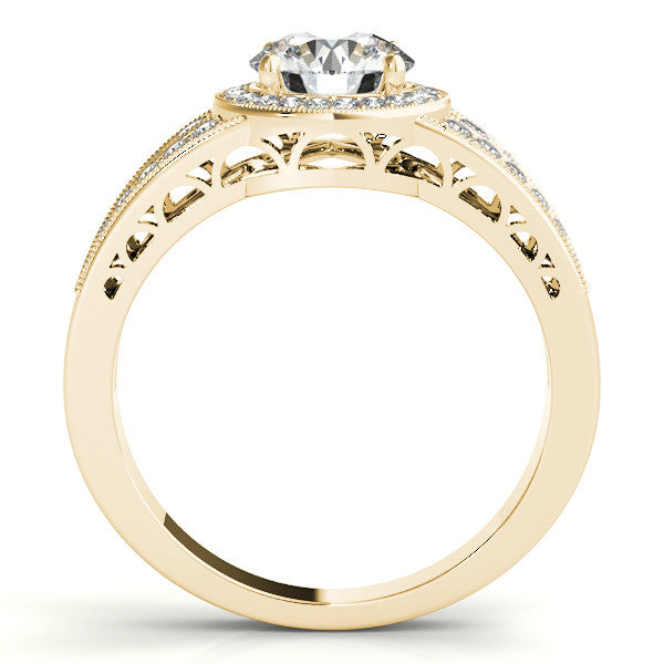 Diamond Halo Engagement Ring - Carrie - Moissanite Rings