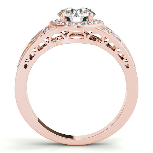 Diamond Halo Engagement Ring - Carrie - Moissanite Rings