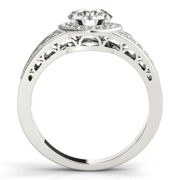 Diamond Halo Engagement Ring - Carrie - Moissanite Rings