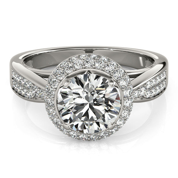 Diamond Pave Halo Engagement Ring - Raquel - Moissanite Rings