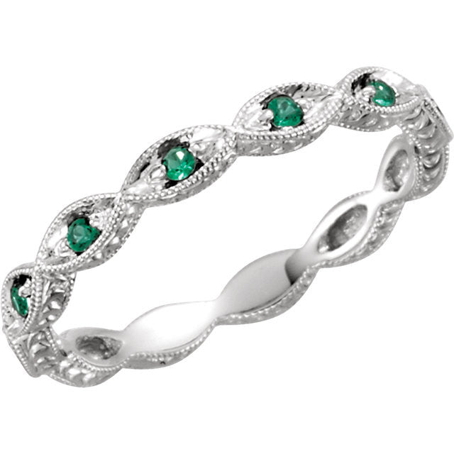 Emerald Gemstone Eternity Band - Sala - Moissanite Rings