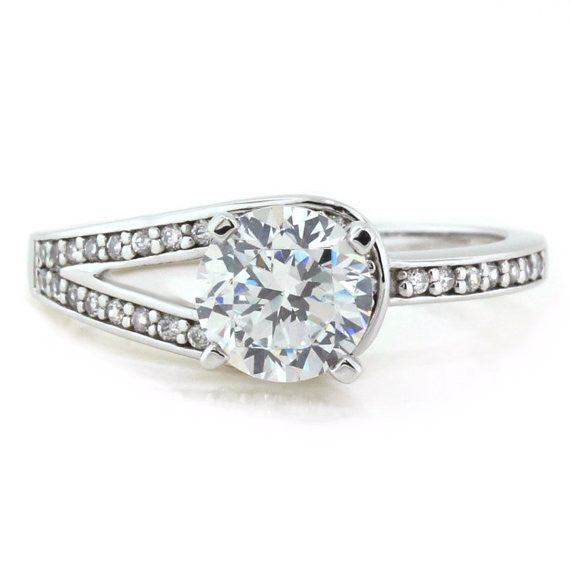 Diamond Accented Moissanite Engagement Ring - It's a Wrap - Moissanite Rings