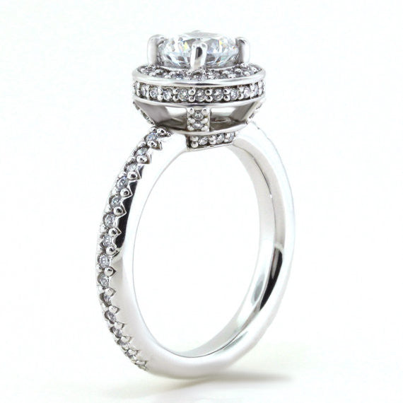 Diamond Halo Engagement Ring - Out of This World - Moissanite Rings