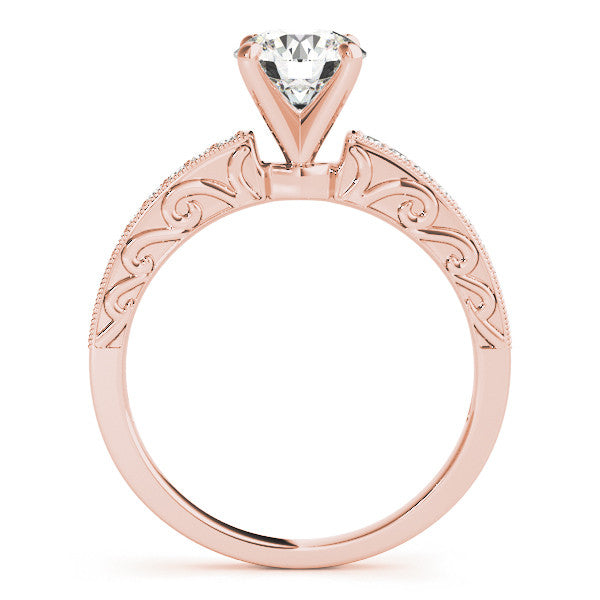 Carved Diamond Engagement Ring Setting Moissanite Center - Poca - Moissanite Rings