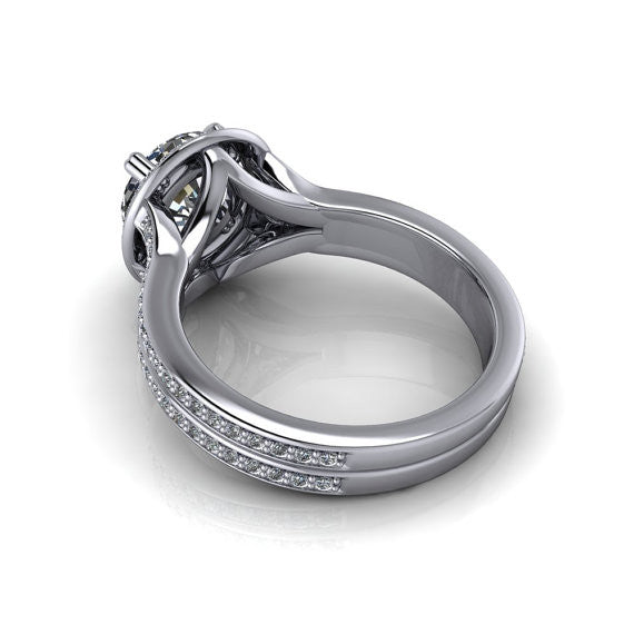 Diamond Halo 8 mm Moissanite Engagement Ring - Sunrise - Moissanite Rings