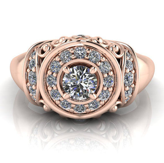 Vintage Style Rose Gold Engagement Ring - The Quest - Moissanite Rings