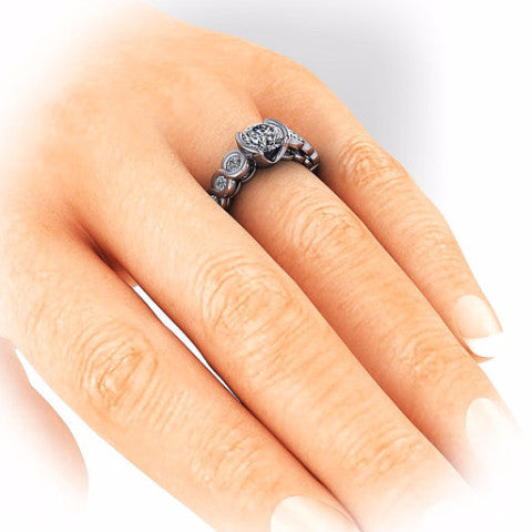 Bezel Set Moissanite Engagement Ring - Loops of Love - Moissanite Rings