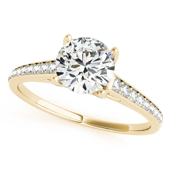 Diamond Accented Moissanite Center Engagement Ring - Fina - Moissanite Rings