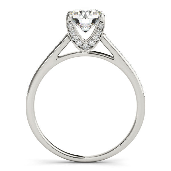 Diamond Accented Moissanite Center Engagement Ring - Fina - Moissanite Rings