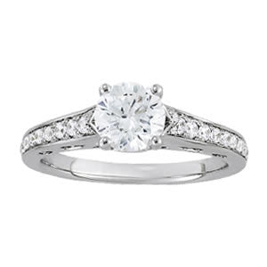 Diamond Accented Moissanite Center Engagement Ring - Fina - Moissanite Rings