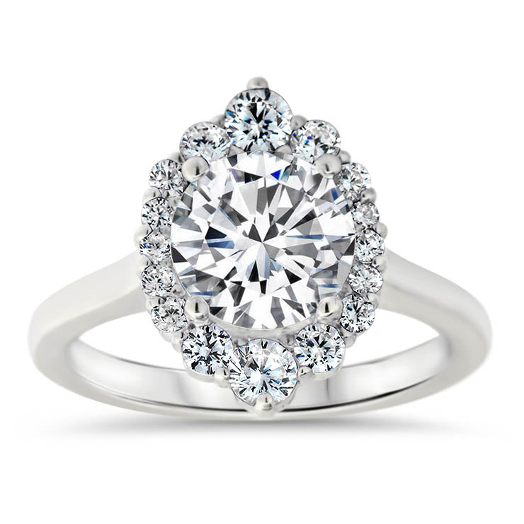 Elongated Diamond Halo Engagement Ring - Melissa - Moissanite Rings
