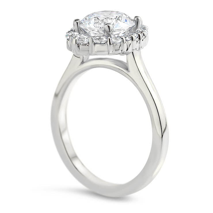 Elongated Diamond Halo Engagement Ring - Melissa - Moissanite Rings