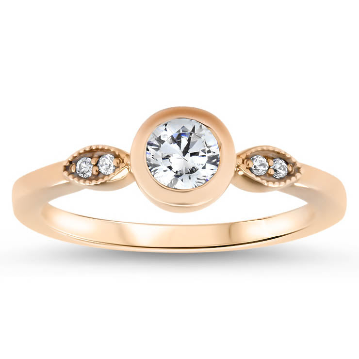 Bezel Set Moissanite Engagement Ring Diamond Setting - Emily - Moissanite Rings