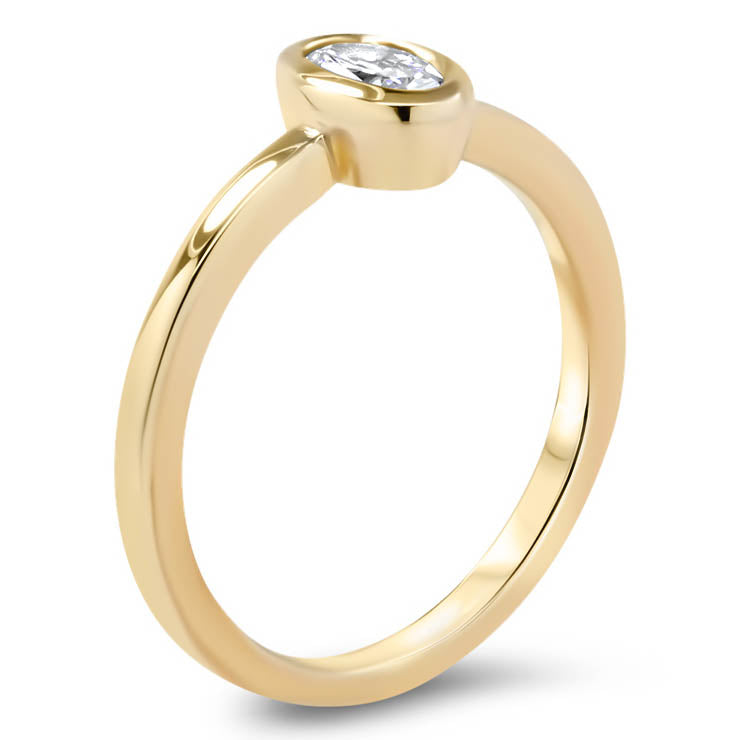 Bezel Set Oval Solitaire Engagement RIng Moissanite Ring - Olivia - Moissanite Rings