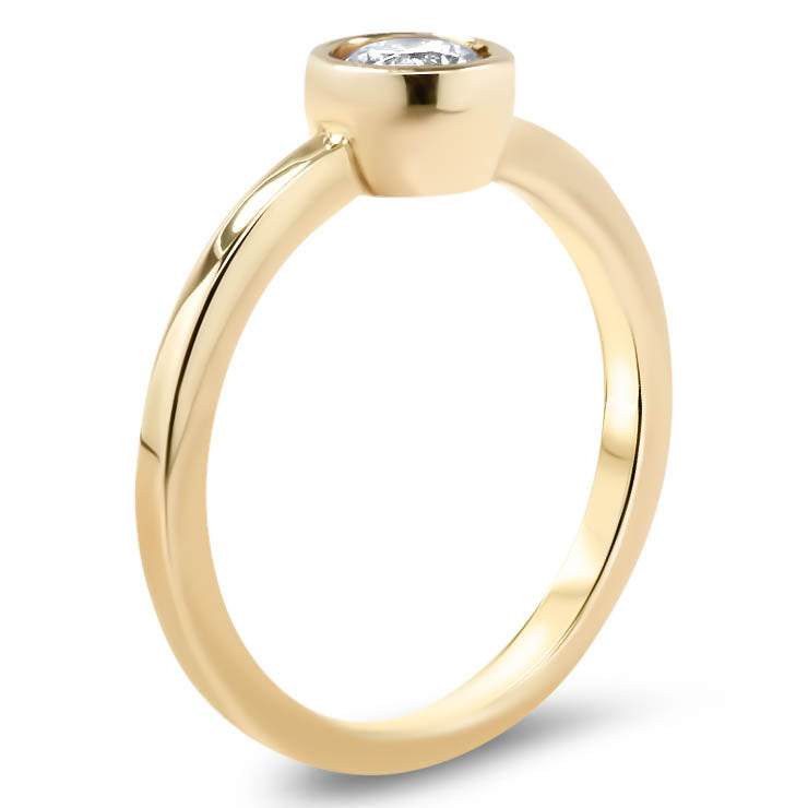 Round Forever One Moissanite Engagement Ring Bezel Set Ring - Ronda - Moissanite Rings