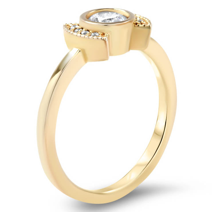 Diamond Setting Bezel Set Engagement Ring - Cora – Moissanite Rings