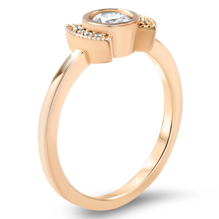 Moissanite Diamond Setting Bezel Set Engagement Ring - Cora - Moissanite Rings