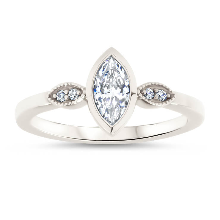 Bezel set marquise hot sale diamond ring