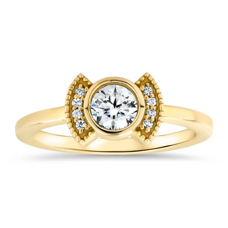 Moissanite Diamond Setting Bezel Set Engagement Ring - Cora - Moissanite Rings