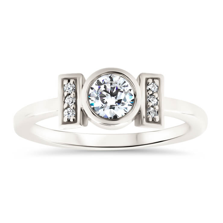 Round Moissanite Engagement Ring Unique Setting Diamond Moissanite Ring - Nora - Moissanite Rings