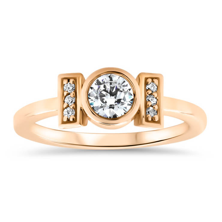 Round Moissanite Engagement Ring Unique Setting Diamond Moissanite Ring - Nora - Moissanite Rings