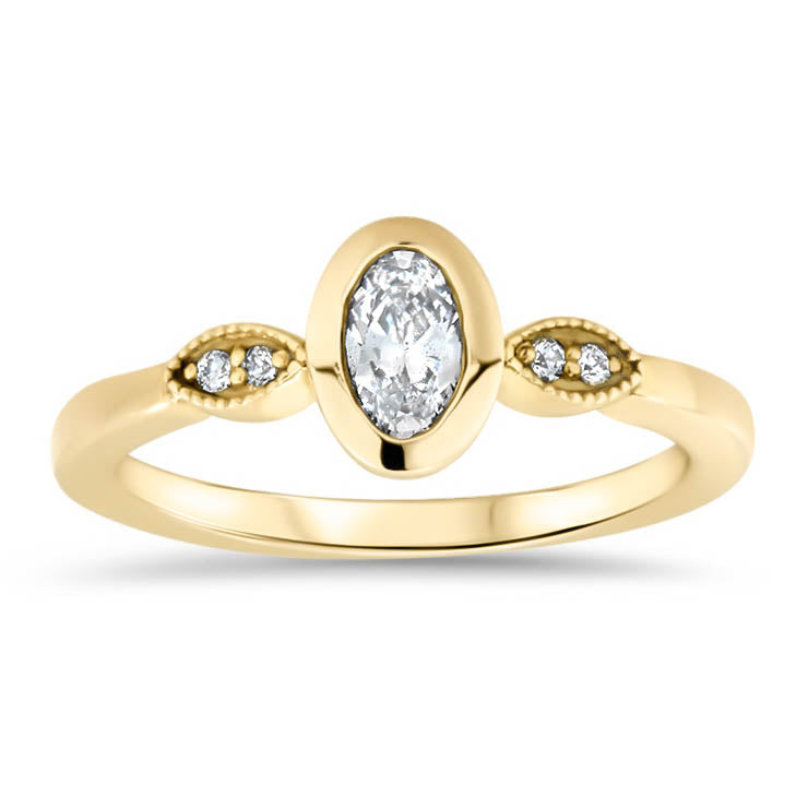 Oval Moissanite Engagement Ring Moissanite Diamond Setting Thin Band Ring - Madison - Moissanite Rings