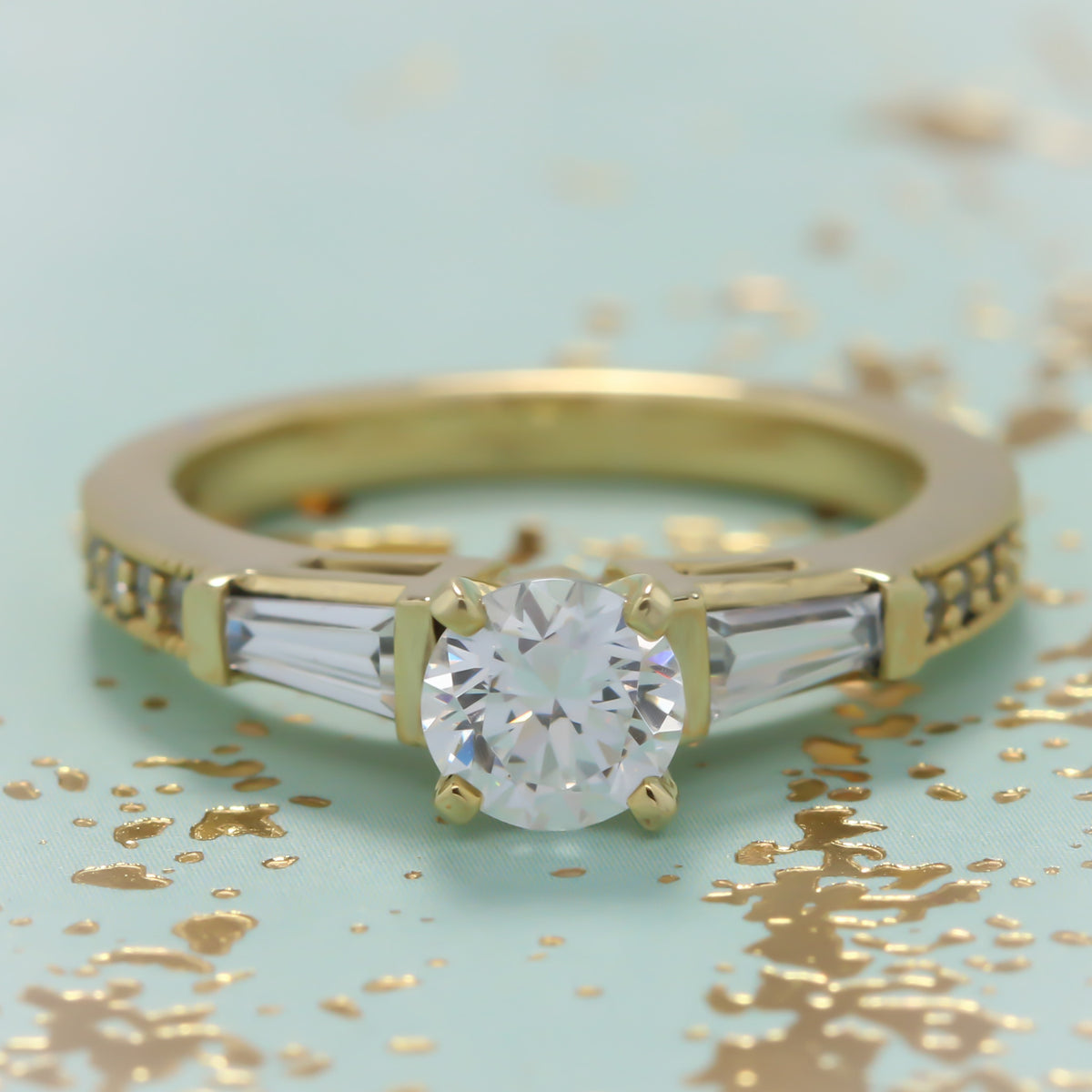 Tapered Baguette Diamond Engagement Ring Setting - Maxine