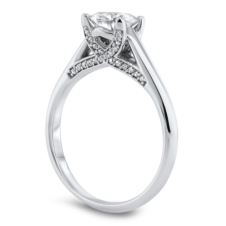 Criss Cross Solitaire Engagement Ring Forever One Solitaire - Sly - Moissanite Rings