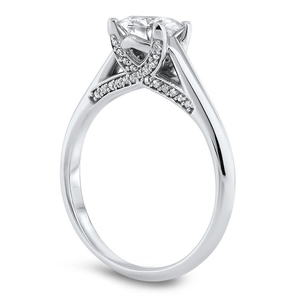 Classic Cathedral Solitaire Engagement Ring with Round Center, Bypass